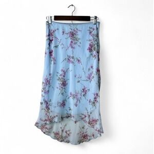 Y2K Speechless Blue Floral High Low Midi Skirt Women's Medium Pastel Baby Blue